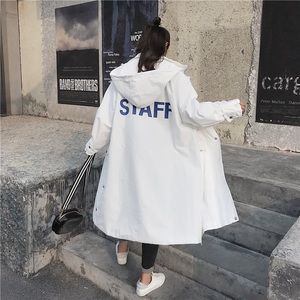 Oversized White Trench Coat With Hood